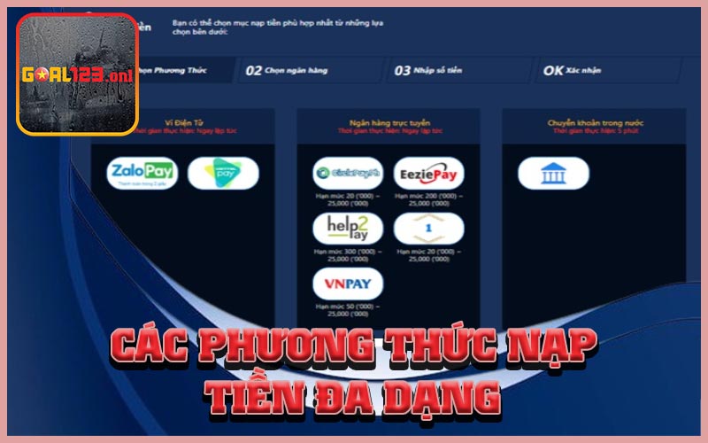 Các phương thức nạp tiền đa dạng